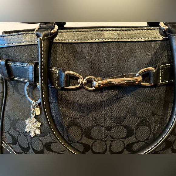 Coach Black Signature Canvas and Leather Hampton Tote - Picture 2 of 12